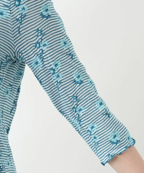 Leilian / レリアン カットソー | 花柄刺繍ボーダーカットソー【Leilian WHITE LABEL】 | 詳細13