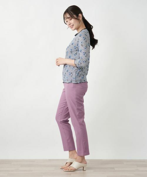 Leilian / レリアン カットソー | 花柄刺繍ボーダーカットソー【Leilian WHITE LABEL】 | 詳細2