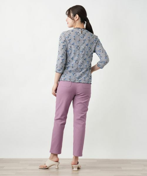 Leilian / レリアン カットソー | 花柄刺繍ボーダーカットソー【Leilian WHITE LABEL】 | 詳細3