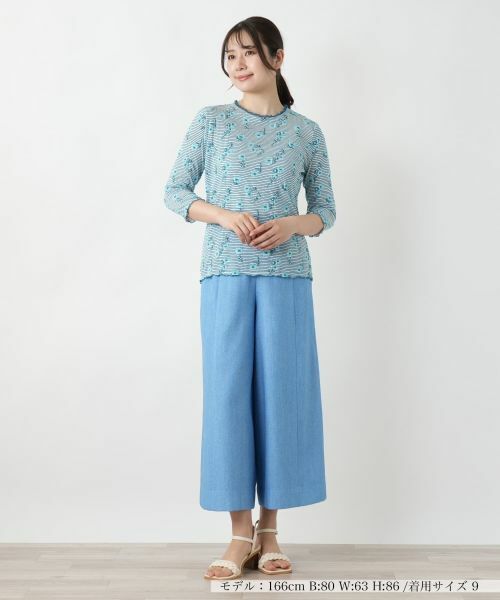 Leilian / レリアン カットソー | 花柄刺繍ボーダーカットソー【Leilian WHITE LABEL】 | 詳細4