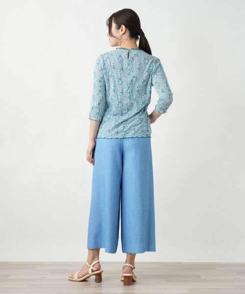 Leilian / レリアン カットソー | 花柄刺繍ボーダーカットソー【Leilian WHITE LABEL】 | 詳細6