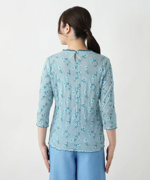 Leilian / レリアン カットソー | 花柄刺繍ボーダーカットソー【Leilian WHITE LABEL】 | 詳細9