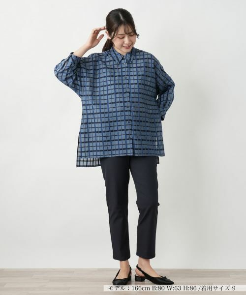 Leilian / レリアン シャツ・ブラウス | 格子柄ロングブラウス【Leilian WHITE LABEL】 | 詳細1