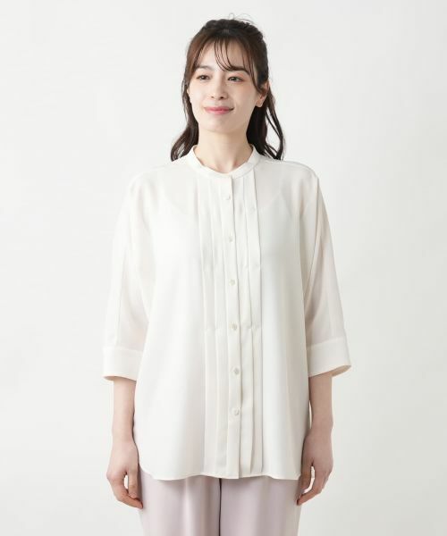 Leilian / レリアン シャツ・ブラウス | バンドカラーブラウス【ROCHAS Premiere】 | 詳細10