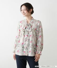 Leilian / レリアン シャツ・ブラウス | 花柄ボウタイブラウス【ROCHAS Premiere】【ERICA】