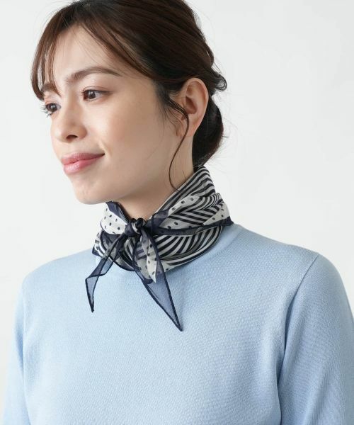 Leilian / レリアン バンダナ・スカーフ | ストライプ切替スカーフ | 詳細6