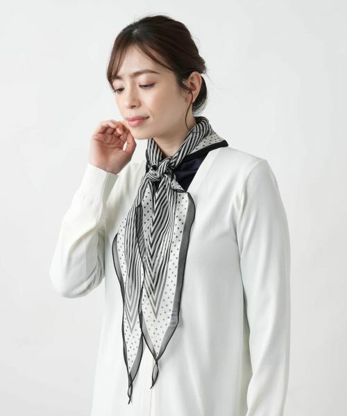 Leilian / レリアン バンダナ・スカーフ | ストライプ切替スカーフ | 詳細8
