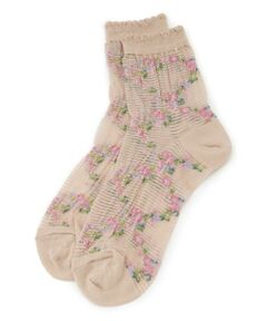 Leilian / レリアン ソックス | 小花柄ショートソックス