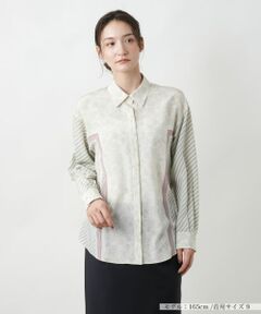 Leilian / レリアン シャツ・ブラウス | ストライプフラワーブラウス