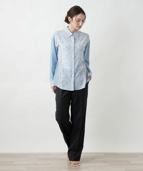 Leilian / レリアン シャツ・ブラウス | ストライプフラワーブラウス | 詳細1