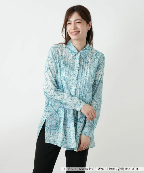 Leilian/レリアン ペイズリーブラウス【ERICA】 グリーン 9(M)