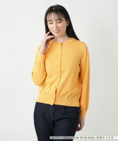 レリアン　黄色のカーディガン レリアンプラスハウス Leilian PLUS HOUSE シアークルーネック