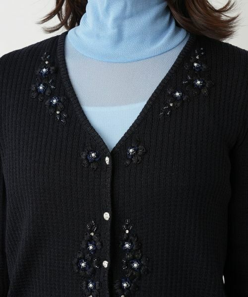 Leilian / レリアン カーディガン・ボレロ | フラワー刺繍Vネックカーディガン【CORSINI & PROTI】 | 詳細13