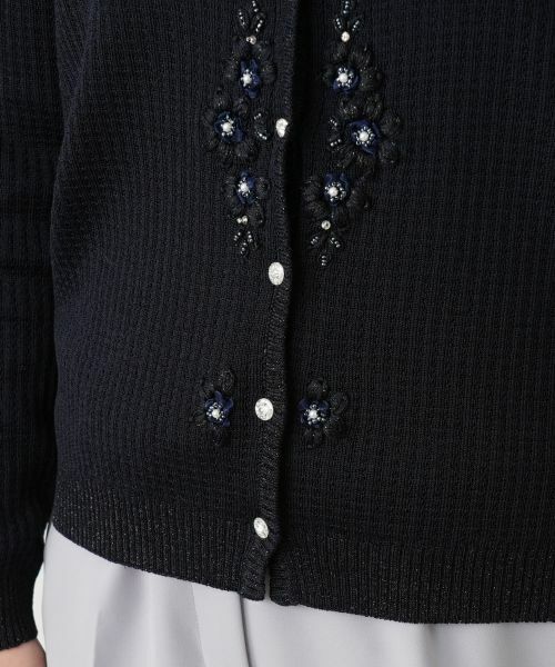 Leilian / レリアン カーディガン・ボレロ | フラワー刺繍Vネックカーディガン【CORSINI & PROTI】 | 詳細16