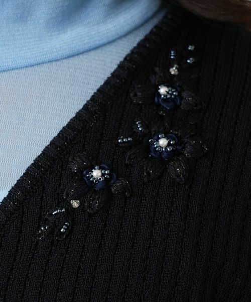 Leilian / レリアン カーディガン・ボレロ | フラワー刺繍Vネックカーディガン【CORSINI & PROTI】 | 詳細17