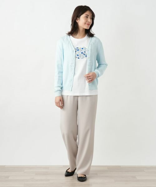 Leilian / レリアン カーディガン・ボレロ | フラワー刺繍Vネックカーディガン【CORSINI & PROTI】 | 詳細4