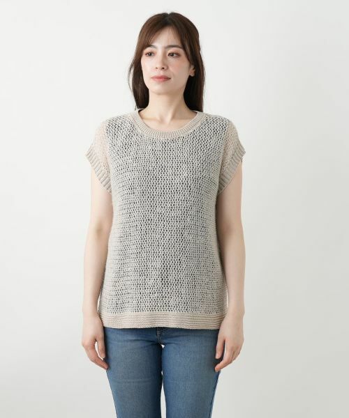 Leilian / レリアン テーラードジャケット | スパンコールニットベスト | 詳細4