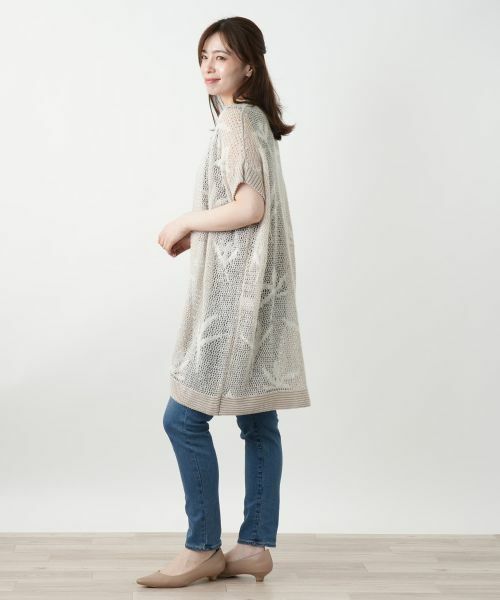 Leilian / レリアン テーラードジャケット | リーフ柄ニットベスト | 詳細2