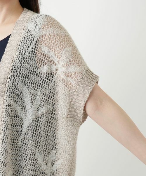 Leilian / レリアン テーラードジャケット | リーフ柄ニットベスト | 詳細9