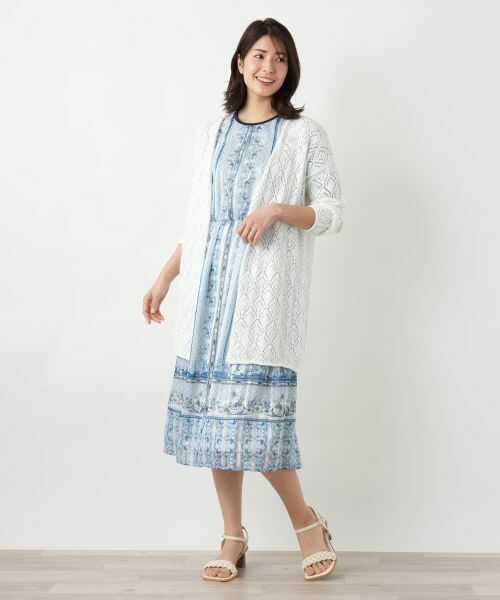 Leilian / レリアン カーディガン・ボレロ | 透かし編みロングカーディガン | 詳細1