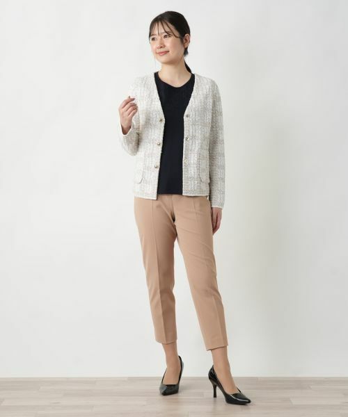 Leilian / レリアン テーラードジャケット | Vネックニットジャケット | 詳細1