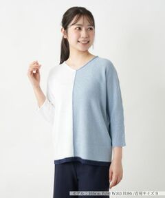 配色Vネックニット【LE TRICOT PERUGIA】