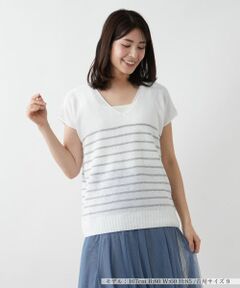 Leilian / レリアン ニット・セーター | ボーダーVネックニット【LE TRICOT PERUGIA】
