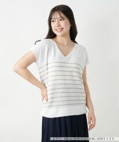 Leilian / レリアン ニット・セーター | ボーダーVネックニット【LE TRICOT PERUGIA】