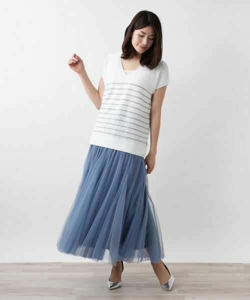 Leilian / レリアン ニット・セーター | ボーダーVネックニット【LE TRICOT PERUGIA】 | 詳細1