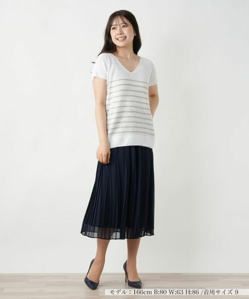 Leilian / レリアン ニット・セーター | ボーダーVネックニット【LE TRICOT PERUGIA】 | 詳細4