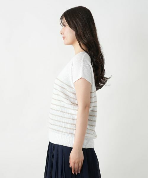 Leilian / レリアン ニット・セーター | ボーダーVネックニット【LE TRICOT PERUGIA】 | 詳細8