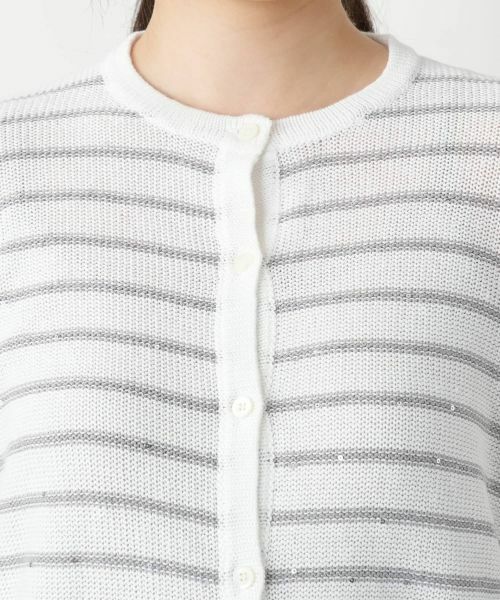 Leilian / レリアン カーディガン・ボレロ | ボーダークルーネックカーディガン【LE TRICOT PERUGIA】 | 詳細10