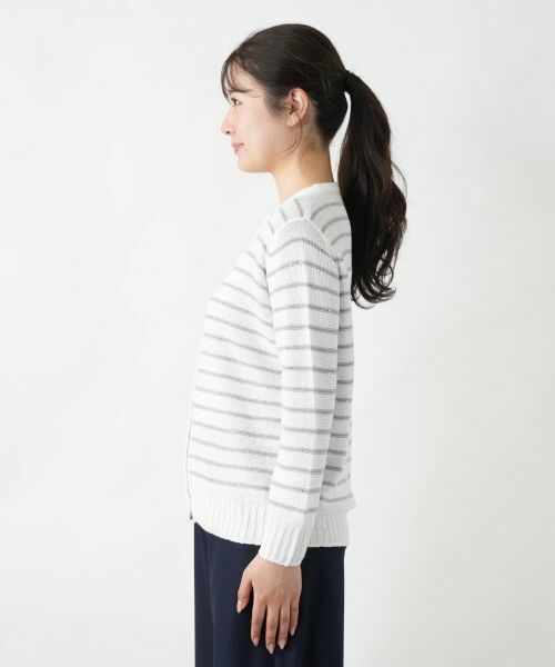 Leilian / レリアン カーディガン・ボレロ | ボーダークルーネックカーディガン【LE TRICOT PERUGIA】 | 詳細8