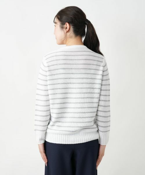 Leilian / レリアン カーディガン・ボレロ | ボーダークルーネックカーディガン【LE TRICOT PERUGIA】 | 詳細9