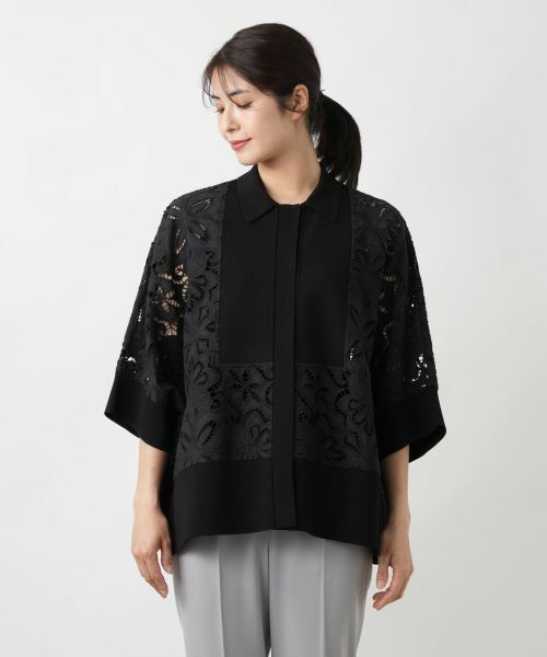 Leilian / レリアン シャツ・ブラウス | レース切替ドルマンブラウス | 詳細7