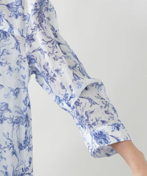 Leilian / レリアン シャツ・ブラウス | フラワー柄キーネックブラウス | 詳細12