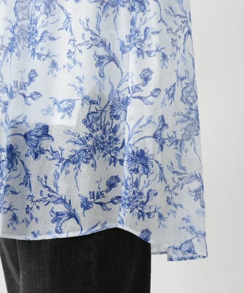 Leilian / レリアン シャツ・ブラウス | フラワー柄キーネックブラウス | 詳細13