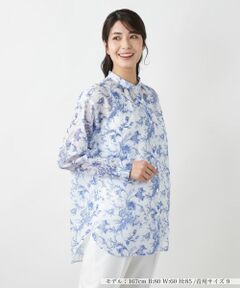 Leilian / レリアン シャツ・ブラウス | フラワー柄バンドカラーブラウス