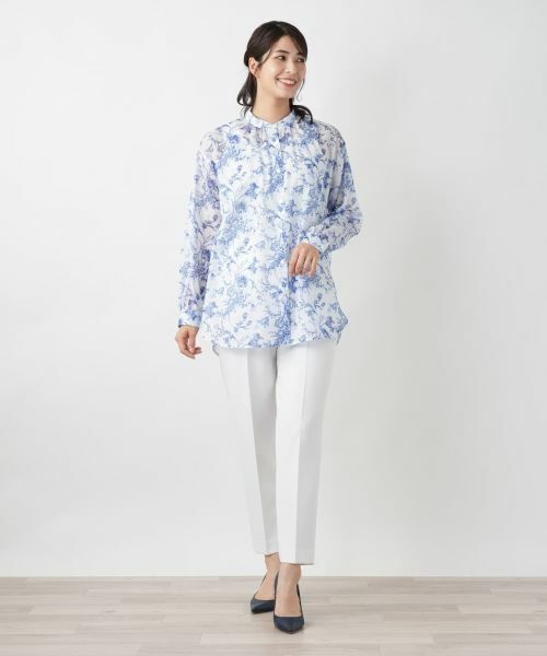 Leilian / レリアン シャツ・ブラウス | フラワー柄バンドカラーブラウス | 詳細1