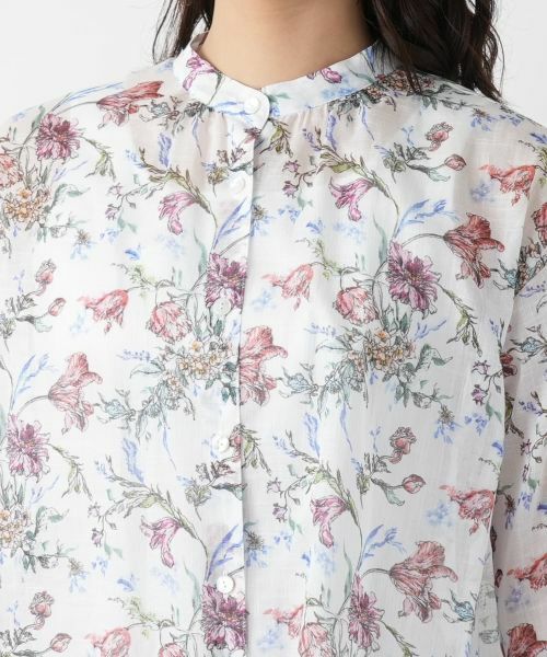 Leilian / レリアン シャツ・ブラウス | フラワー柄バンドカラーブラウス | 詳細10