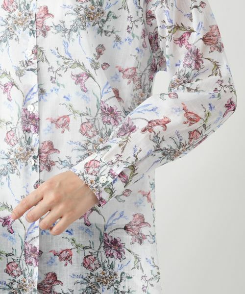 Leilian / レリアン シャツ・ブラウス | フラワー柄バンドカラーブラウス | 詳細13