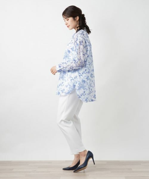 Leilian / レリアン シャツ・ブラウス | フラワー柄バンドカラーブラウス | 詳細2