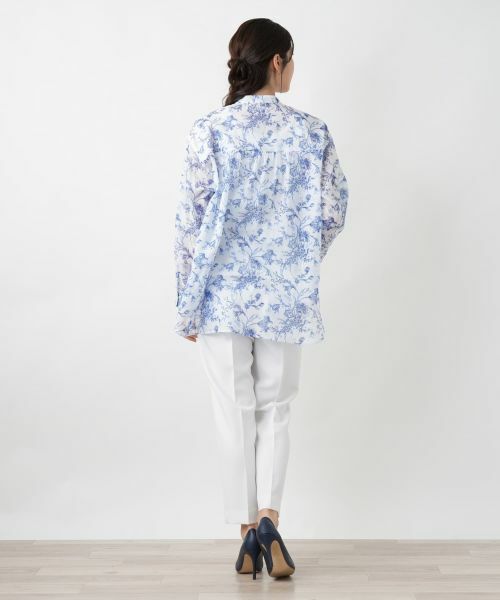 Leilian / レリアン シャツ・ブラウス | フラワー柄バンドカラーブラウス | 詳細3