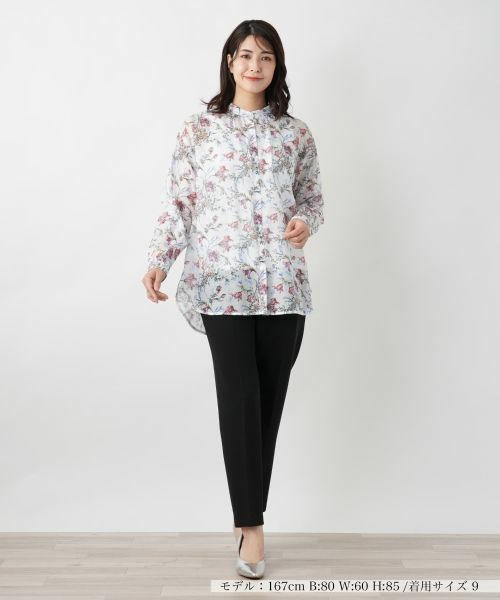 Leilian / レリアン シャツ・ブラウス | フラワー柄バンドカラーブラウス | 詳細4