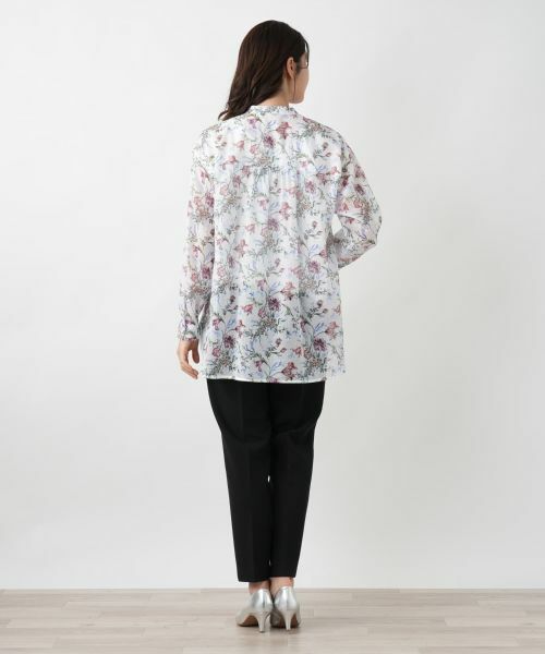 Leilian / レリアン シャツ・ブラウス | フラワー柄バンドカラーブラウス | 詳細6
