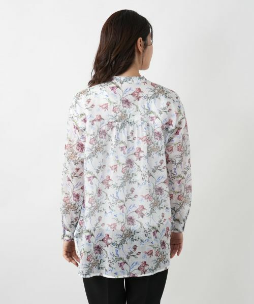 Leilian / レリアン シャツ・ブラウス | フラワー柄バンドカラーブラウス | 詳細9