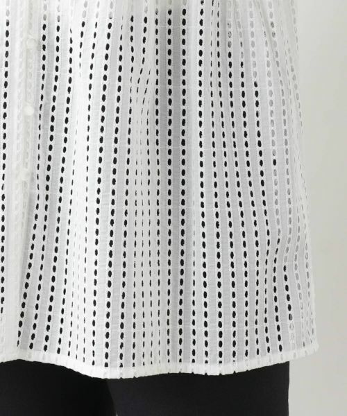 Leilian / レリアン シャツ・ブラウス | 透かしレースキーネックブラウス | 詳細10