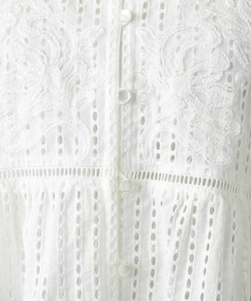 Leilian / レリアン シャツ・ブラウス | 透かしレースキーネックブラウス | 詳細11