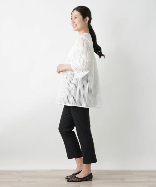 Leilian / レリアン シャツ・ブラウス | 透かしレースキーネックブラウス | 詳細2
