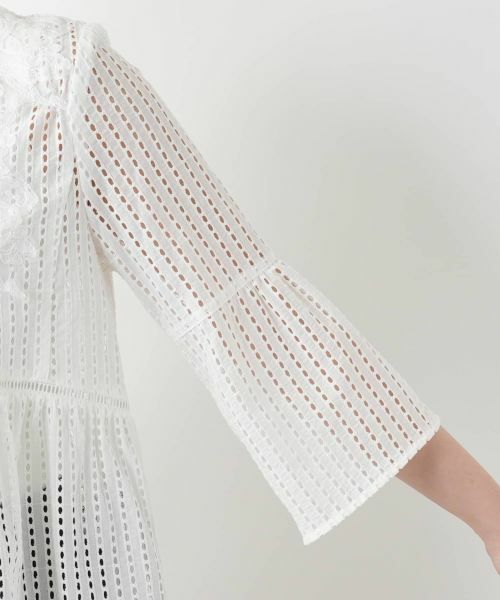 Leilian / レリアン シャツ・ブラウス | 透かしレースキーネックブラウス | 詳細9